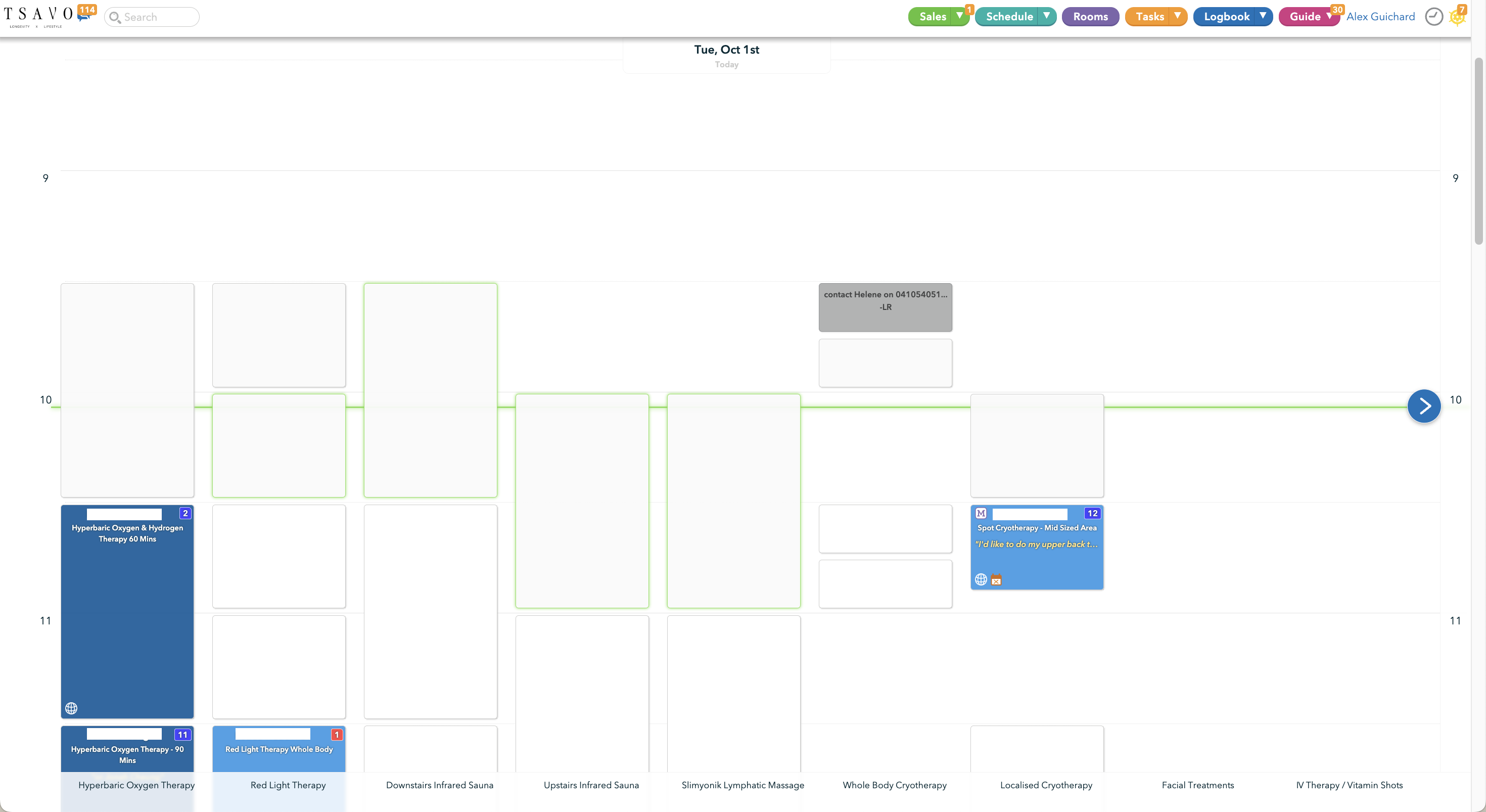 Elevate IV Drips Tsavo scheduling calendar