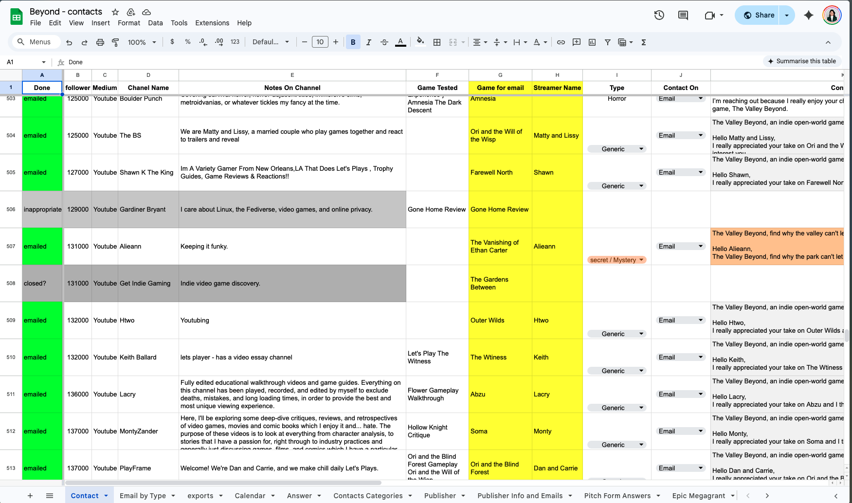 Tayasui creator outreach tracker